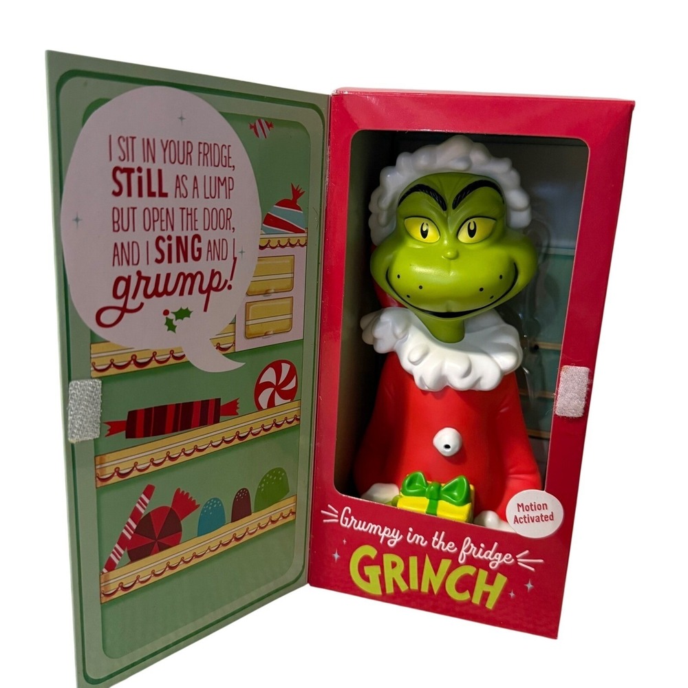 2015 Grinch Grumpy in the Fridge Singing Talking Figure Hallmark Colectible